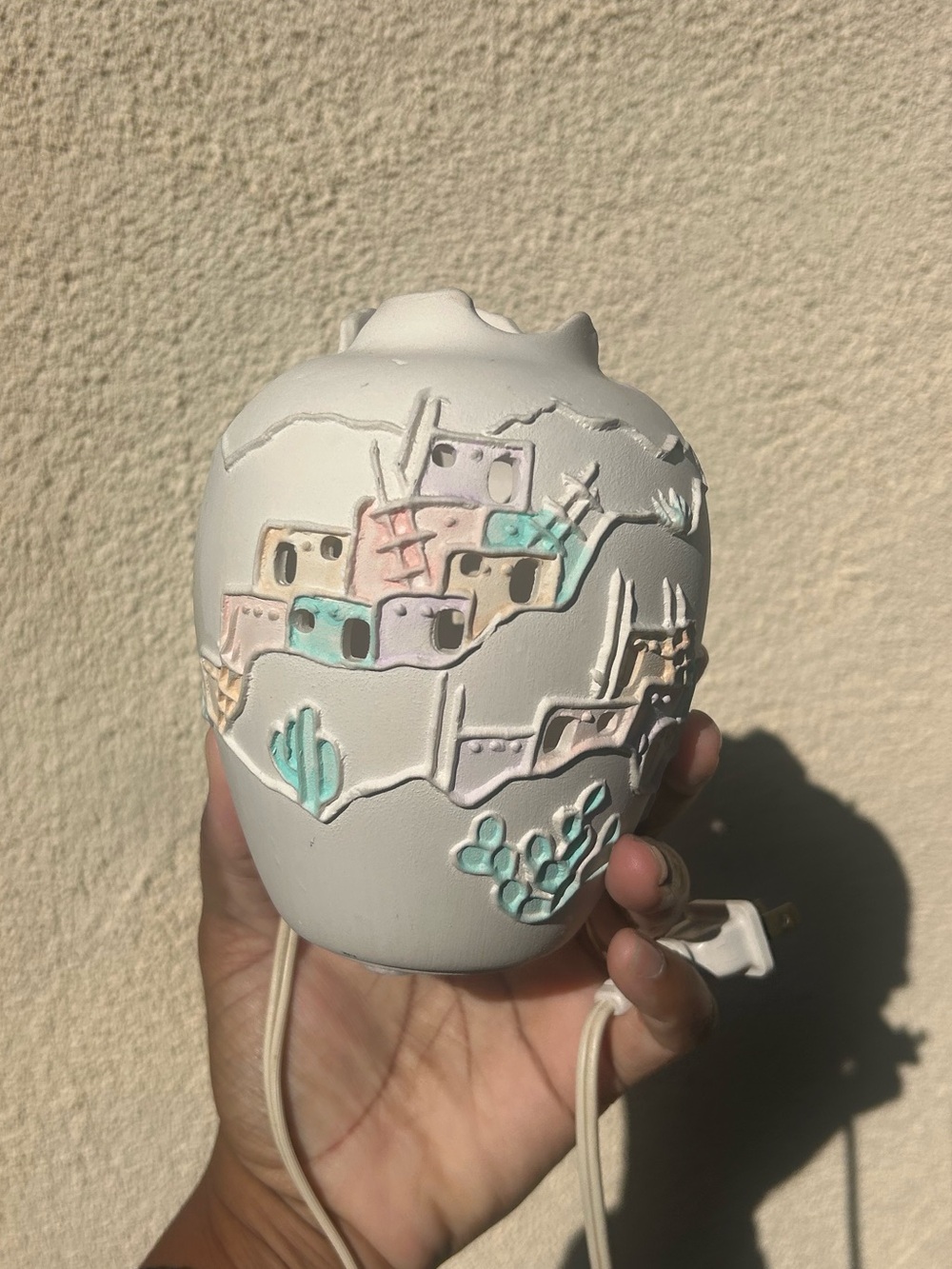 Vintage 1989 Shadrak Ceramic Pueblo Nightlight Lamp Southwestern Adobe House